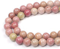 MJDCB Natural Red Stripes Rhodonite Round Stone Beads by MJDCB