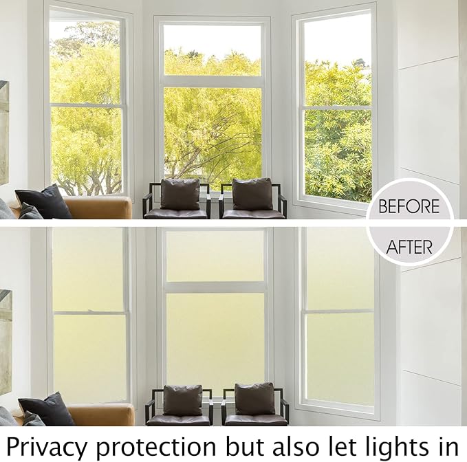 HIDBEA Frosted Window Privacy Film Heat Control UV Blocking, Static Cling - Image 3