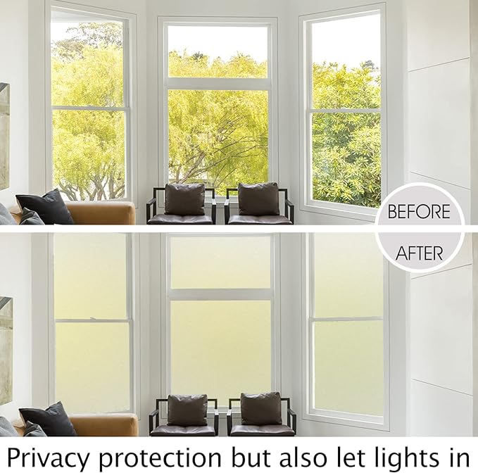 HIDBEA Frosted Window Privacy Film Heat Control UV Blocking, Static Cling - Image 3
