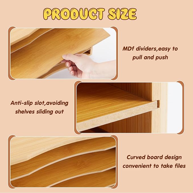 Ripeng 2 Pack Bamboo Puzzle Holder Rack, 7-Tier Adjustable Storage Organizer - Image 4