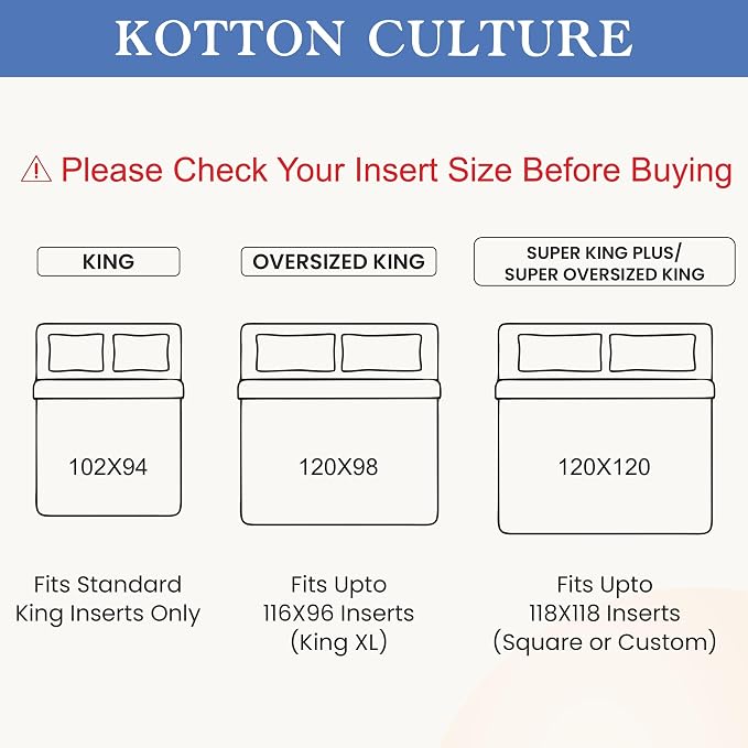 Kotton Culture 120"x120" 3 Pc Super King Plus/Super Oversize King Duvet Cover - Image 3