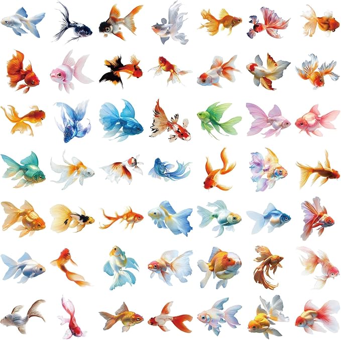 50 Pieces Goldfish Stickers for Scrapbooking, Self-Adhesive Scrapbooking Koi - Image 6