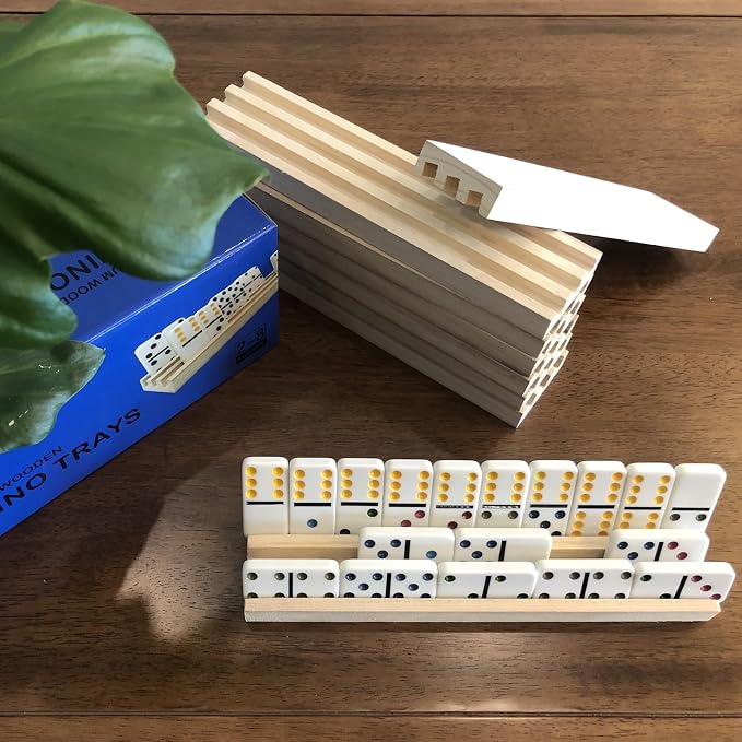 Yuanhe Wooden Domino Racks Set of 8, Domino Trays Holders Organizer - Image 6