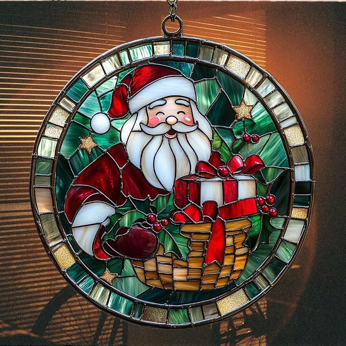 Santa Claus and Presents Acrylic Suncatcher Stained Glass Effect Window Car - Image 7