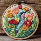 Punch Needle Kits for Beginners Hummingbird Flying in Flowers 20x20cm-13 | Easy by Unknown