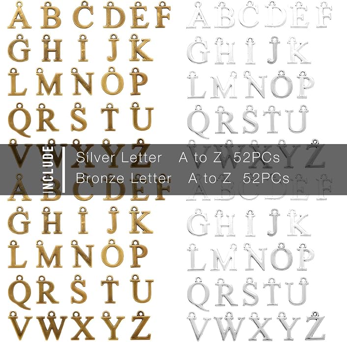 stino 200Pcs A-Z Metal Letter Charms - Image 6