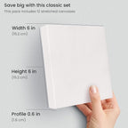 ARTEZA Stretched Canvas, 6 x 6 Inches, Blank White Square Canvas - Image 4