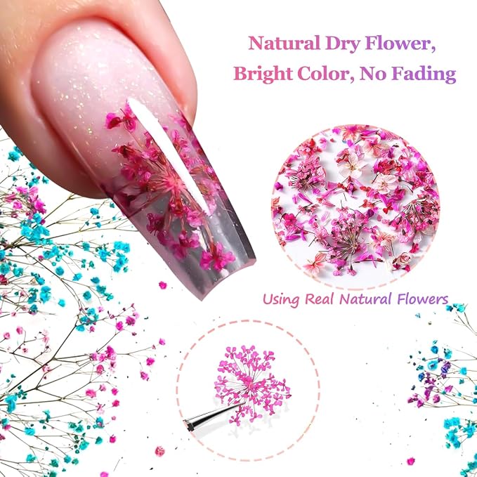 8 Boxs Dried Flowers for Nail Art, Colorful Mini Real Natural Flowers | Nail - Image 4