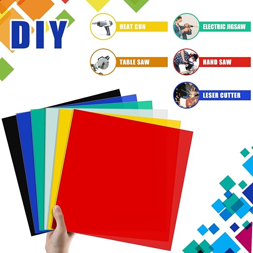 Outus 6 Pieces Colored Acrylic Sheet White 12 x 12 Inch Colorful Clear Sheet - Image 4