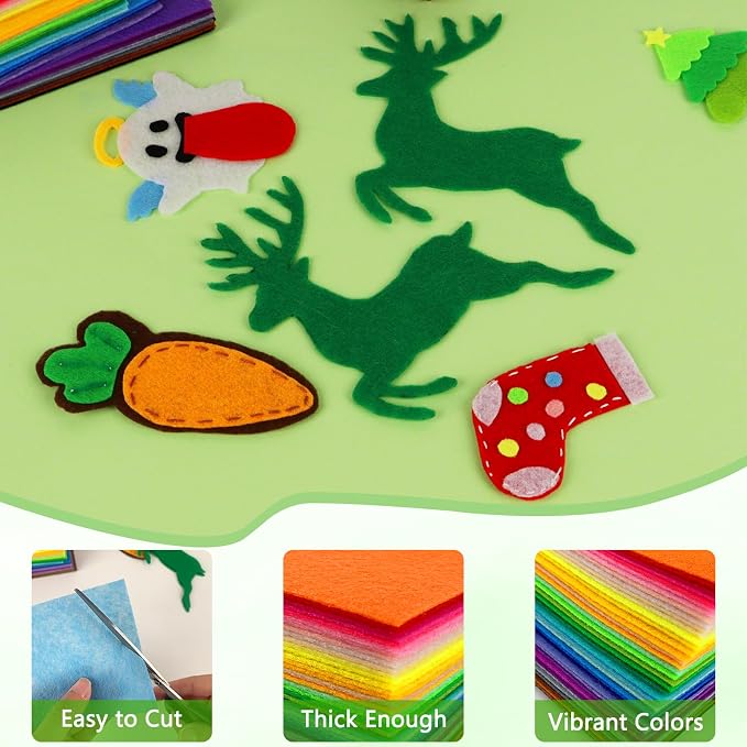 ZUFECY 40Pcs Felt Sheets for Crafts, Nonwoven Felt Squares for Sewing Patchwork - Image 3