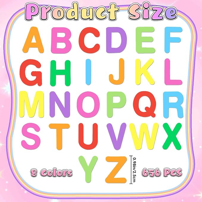 656 Pcs Foam Letter Stickers, Self-Adhesive EVA Alphabet Stickers Small 1 Inch - Image 2