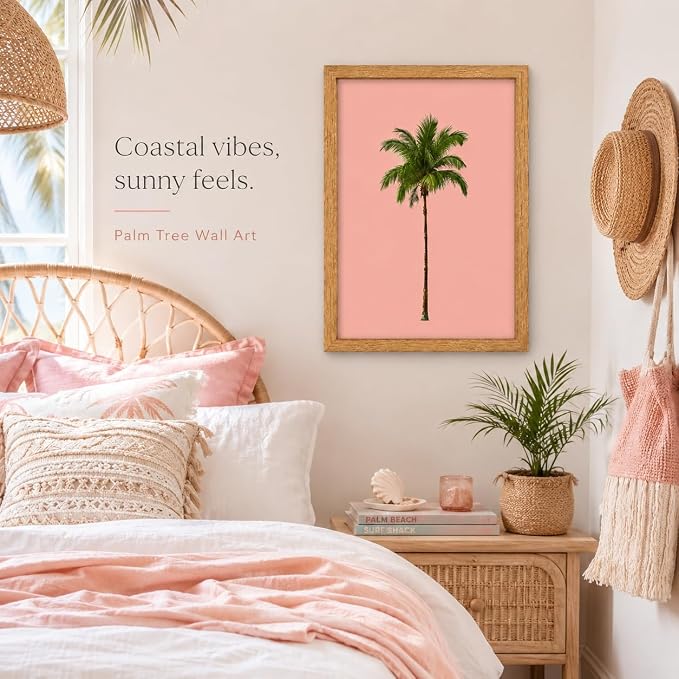 Framed Palm Tree Canvas Wall Art, Tropical Palm Painting Picture Wall Decor - Image 2