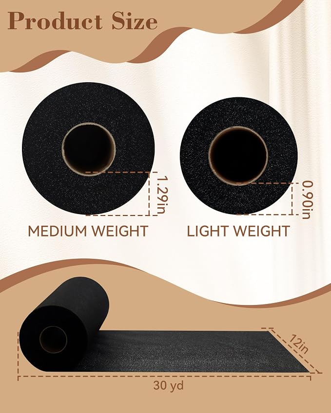 FIVEIZERO Light Weight Black Iron-On Non-Woven Fusible Interfacing: 12in x 30yd - Image 2