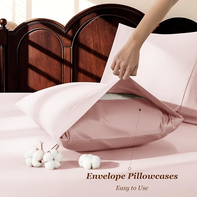 LBRO2M 100% Cotton Sheets Set Deep Pocket 19", 1000 Thread Count Full Size 4 - Image 6