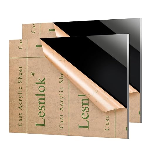 4 x 6 Black Acrylic Sheet 1/4 inch Thick 6mm 2 Pieces Black Plexiglass Sheet by Lesnlok
