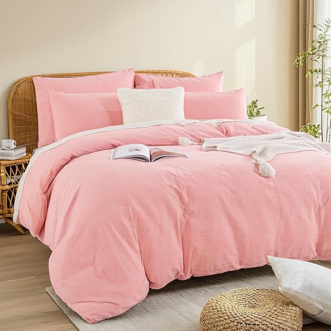 NEXHOME PRO Duvet Cover Twin 100% Washed Cotton, Organic Natural Linen Like - Image 3
