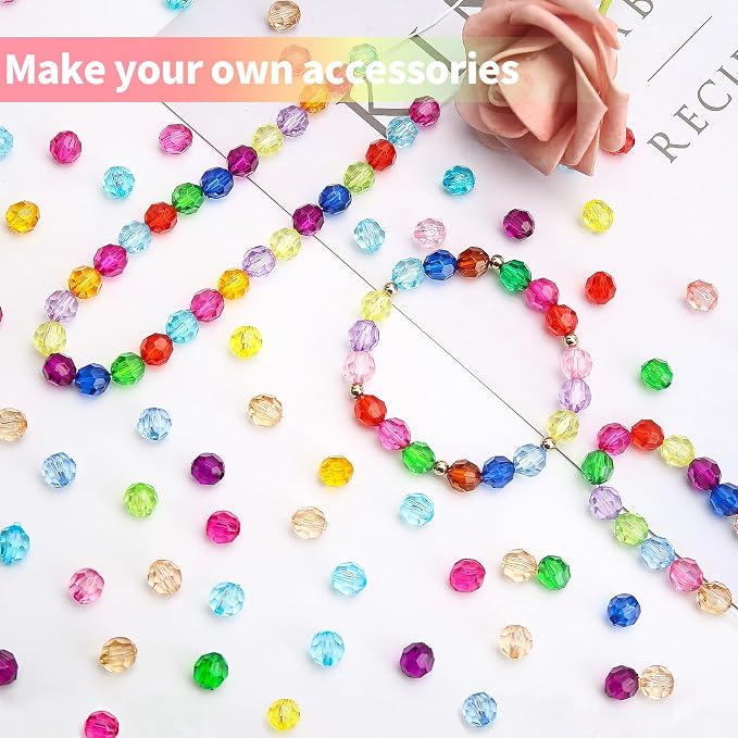 BONNY BOXX 500pcs 8mm Acrylic Faceted Round Crystal Beads Mixed Colors Loose - Image 4