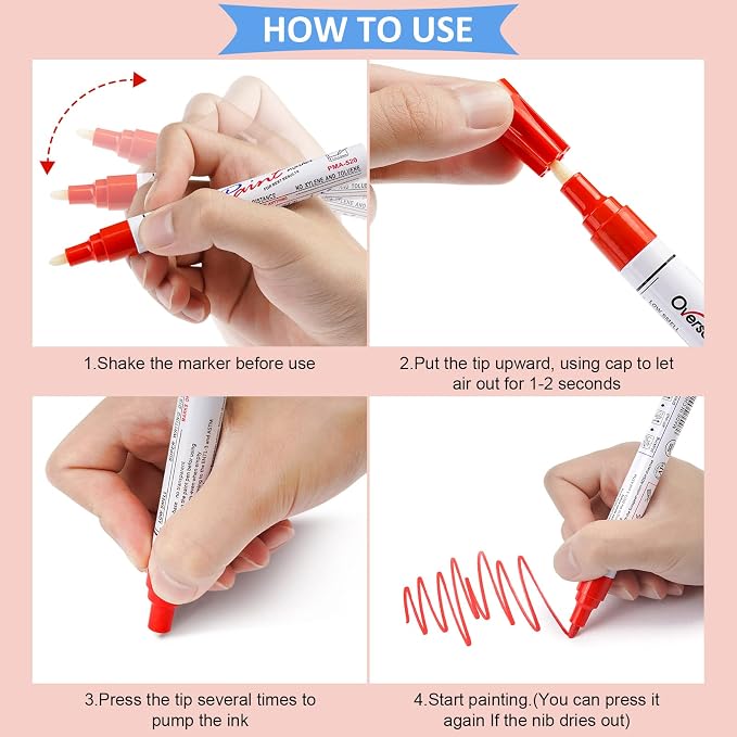 Overseas Paint Pens Paint Markers, 6 Colors Oil Based Permanent Markers | - Image 6
