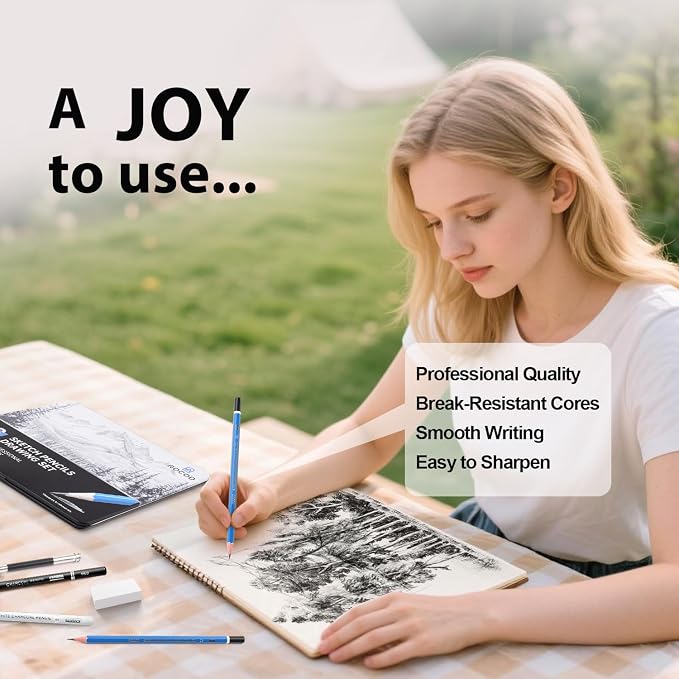 Sketch Pencils for Kids and Adults Drawing, 26-Piece Profession Sketching - Image 6