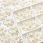 40pcs Flower Shape Beads White Pearl Flower Beads Color Lily Beads by CYEENUT