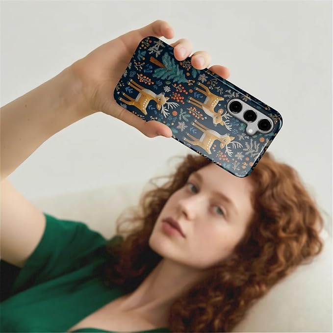 Case for Samsung Galaxy S25 Case, Cute Christmas Reindeer Design Hybrid Dual - Image 7