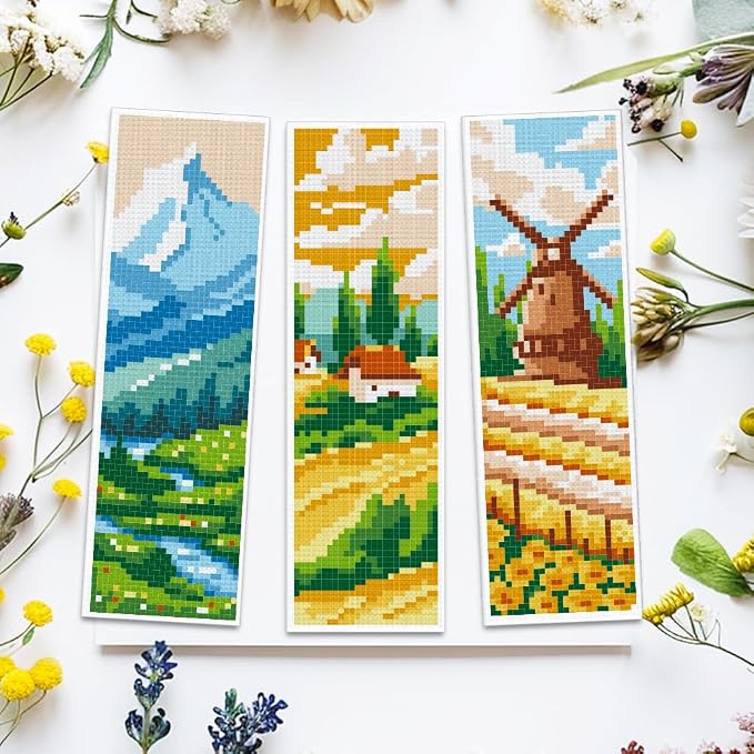 ACRNIGHEET 6pcs Cross Stitch Bookmark Kits, Landscape DIY Cross Stitch Bookmarks - Image 5