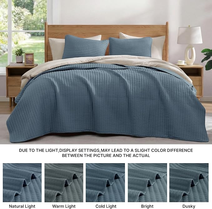 WRENSONGE King Size Quilt-3 Pieces Lightweight Bedspreads Oxford Blue King - Image 7