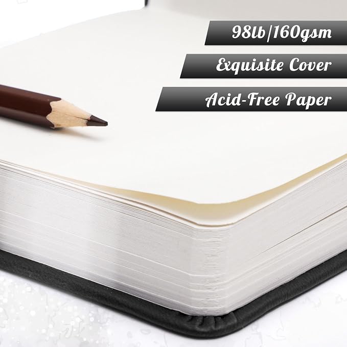 Prudiut Pocket Sketchbook 5 x 5 in, 80 Sheets, elastic closure and ribbon - Image 3