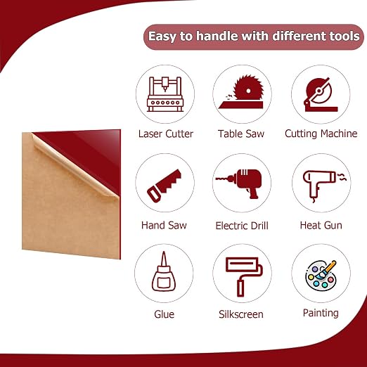 2 Pack 16'' x 20'' Opaque Red Acrylic Sheet, 3mm Thick Acrylic Plastic Sheet - Image 4