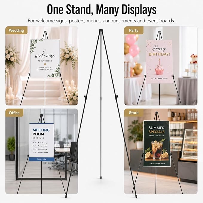 RRFTOK 3 Pack 63 in Sign Easel Stands, Instant-Fold Tripods - Image 9