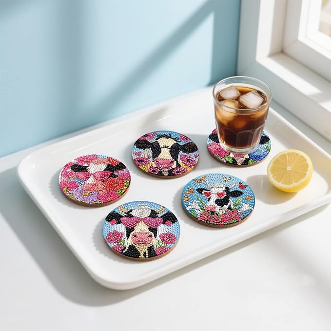 DOZEEZOP 8-Pack Diamond Art Coaster Kit - Image 4