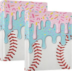Baseball Red White Stripe Pattern Round Ring Binders 1.5 Inch Softball Sports 3 by Wamika