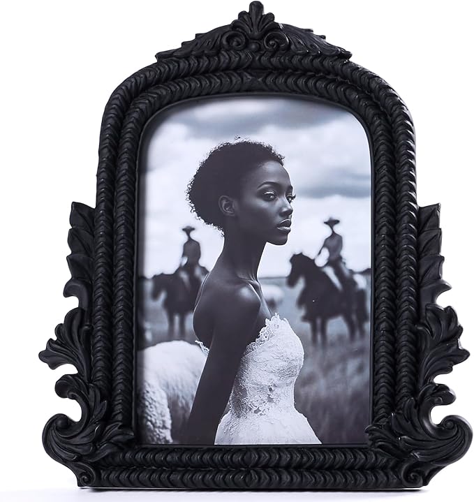 Ornate Black Picture Frame, Vintage Roman Texture, Hand-Crafted Resin Retro by ZIHARA