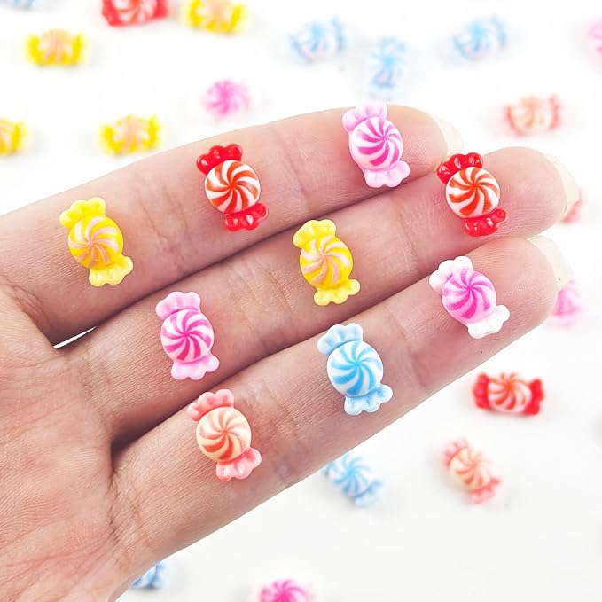 100 Pieces Tiny Candy for Dollhouse Miniatures Resin Food for Crafts Mini Candy - Image 2