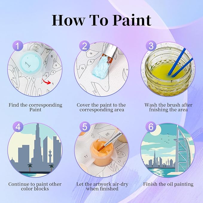 6 Pack Paint by Numbers Kit for Adults Beginner, City Landscape Adult Paint by - Image 6