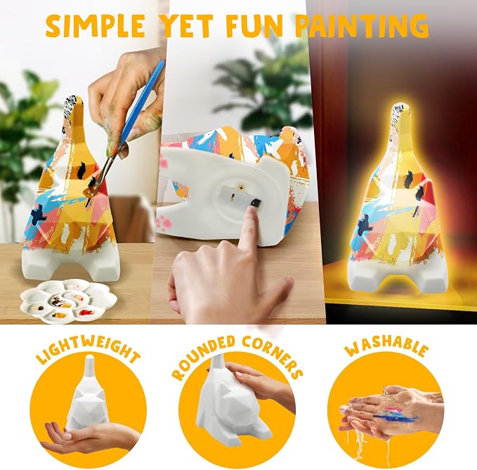 Goody King Paint Your Own Lie Cat Lamp Kit, DIY Cat Crafts Night Light - Image 6