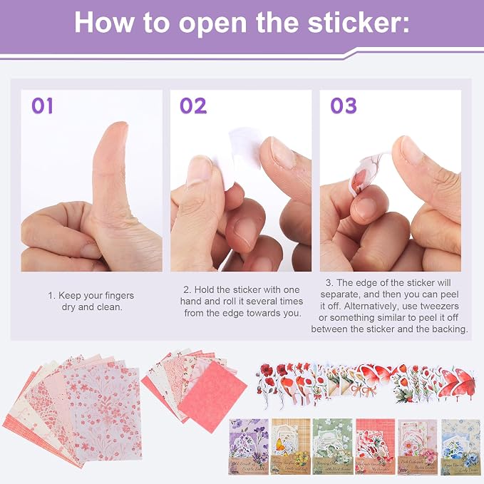 BESARME 480 Pcs Floral Scrapbook Paper Junk Journal Stickers Supplies 6 Spring - Image 6