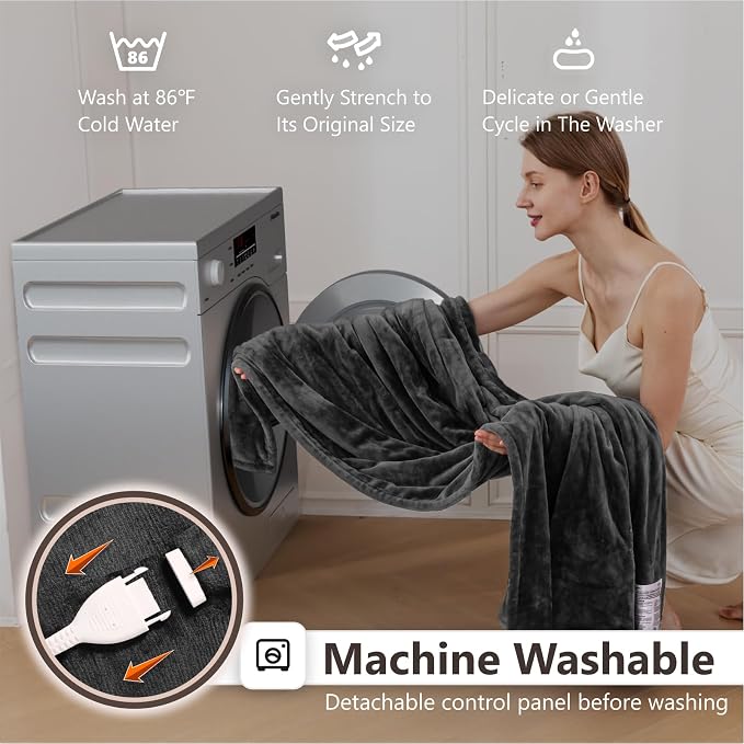 Wapaneus Heated Blanket Electric Blanket 62" x 84" Twin Size - Image 6