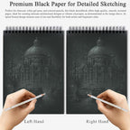 Fuxi Black Sketchbook 11x14 Inches, 60 Sheets, Hard Cover Spiral Bound | Black - Image 5