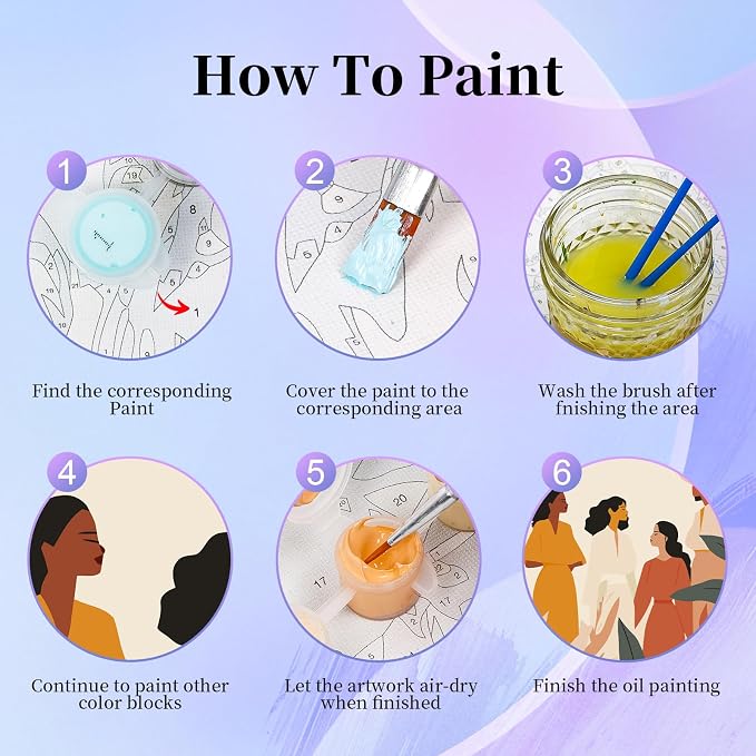 6 Pack Paint by Numbers Kit for Adults Beginner, Women Adult Paint by Number - Image 6