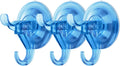 Antimbee 3 Pack Suction Hooks, Clear Suction Hangers for Shower, Bathroom, Glass, Door, Windows, Kitchen-Up to 11 lbs on Smooth Surface (Transparent Blue)