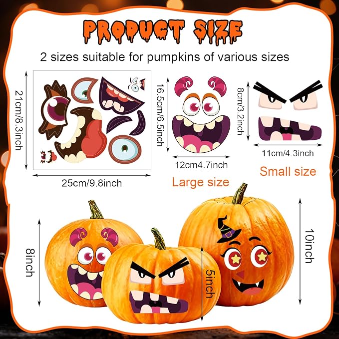 LOMIMOS Halloween Pumpkin Decorating Stickers, Large Jack-O-Lantern | Make - Image 4