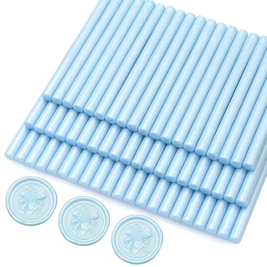60pcs Wax Seal Sticks, Light Blue Sealing Wax Sticks, HOSEALING Glue Gun Wax - Image 5