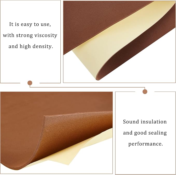 BENECREAT 78.7x12 inch Brown Self-Adhesive EVA Foam Roll, 3mm Thick Sticky - Image 4