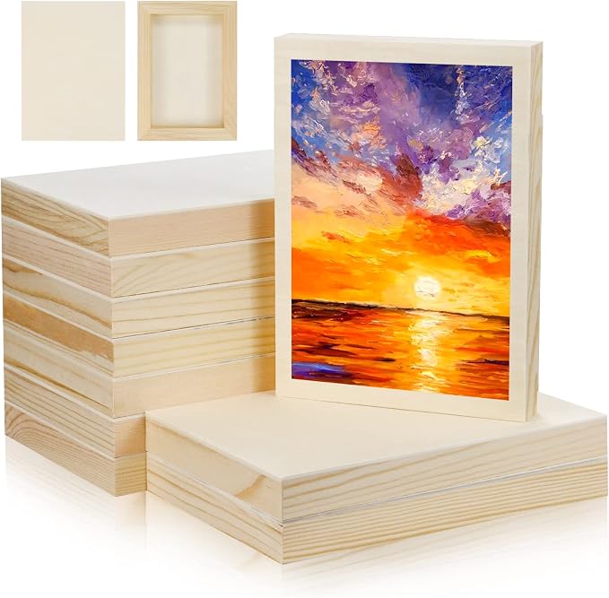 Bercoor 10 Pcs 5x7 Wood Panel Boards, Unfinished Wood Canvas Wooden by Bercoor
