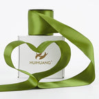 HUIHUANG Olive Green Wired Ribbon 2.5 inch Green Satin Wire Ribbon - Image 9