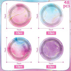 Lonfliness 48PCS Tie Dye Paper Plates 7inch Pink and Purple - Image 2