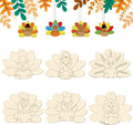 24 PCS Unfinished Wooden Thanksgiving Crafts, Turkey Shaped Hanging Ornaments by Sereliy