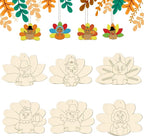 24 PCS Unfinished Wooden Thanksgiving Crafts, Turkey Shaped Hanging Ornaments by Sereliy