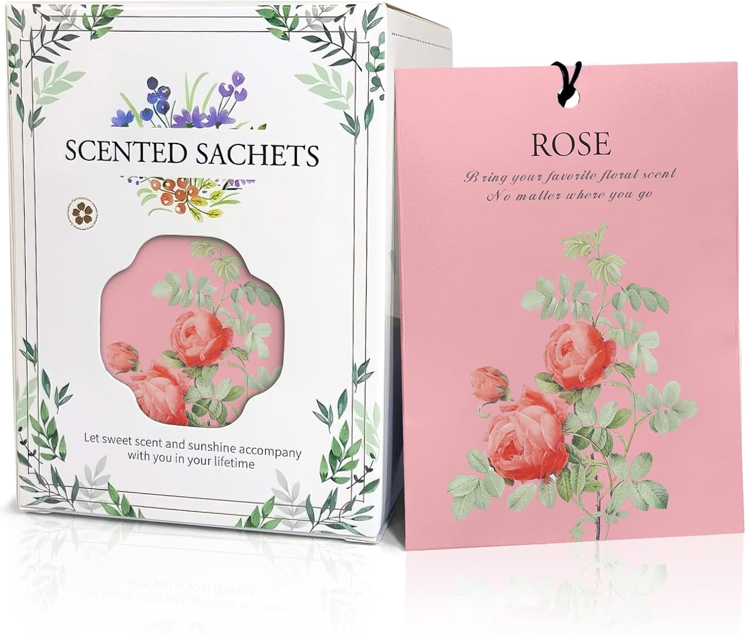 Rose Scented Sachet Bags - 12 Pack Closet Freshener Odor Eliminator, Long Lasting Home Fragrance for Drawers, Wardrobes & Cars, House Smell Good Products, Air Freshener for Closet